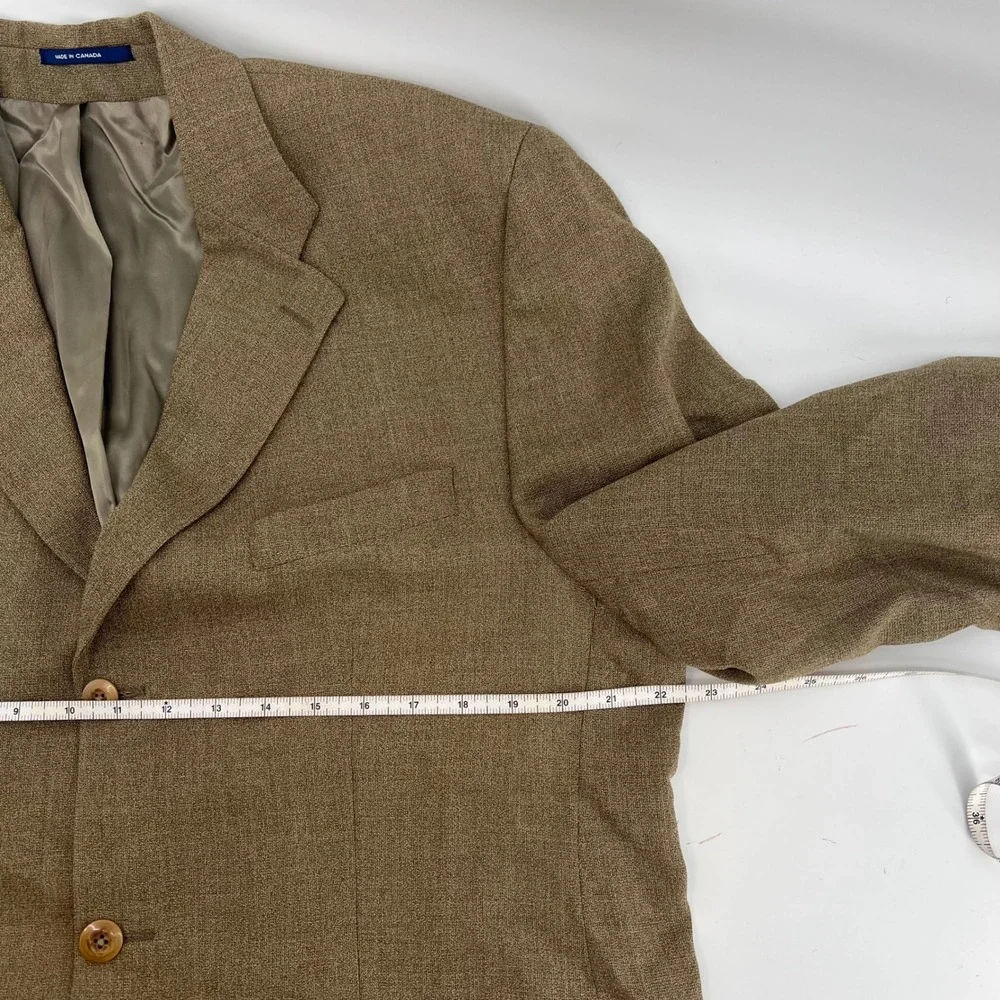 Vintage Chaps Ralph Lauren Wool Blazer Union Made Canada 42L Brown Sport Coat